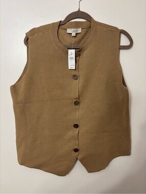 LOFT Women's Sleeveless Button Front Vest in Camel